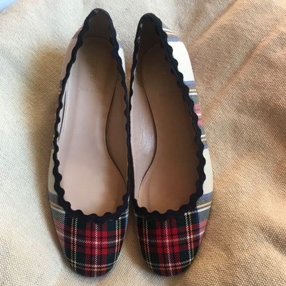 🎊🥂HP🥂🎊 J. Crew Heels 11 Tartan Plaid Scalloped Festive Holiday F8495 Italy - Picture 2 of 8